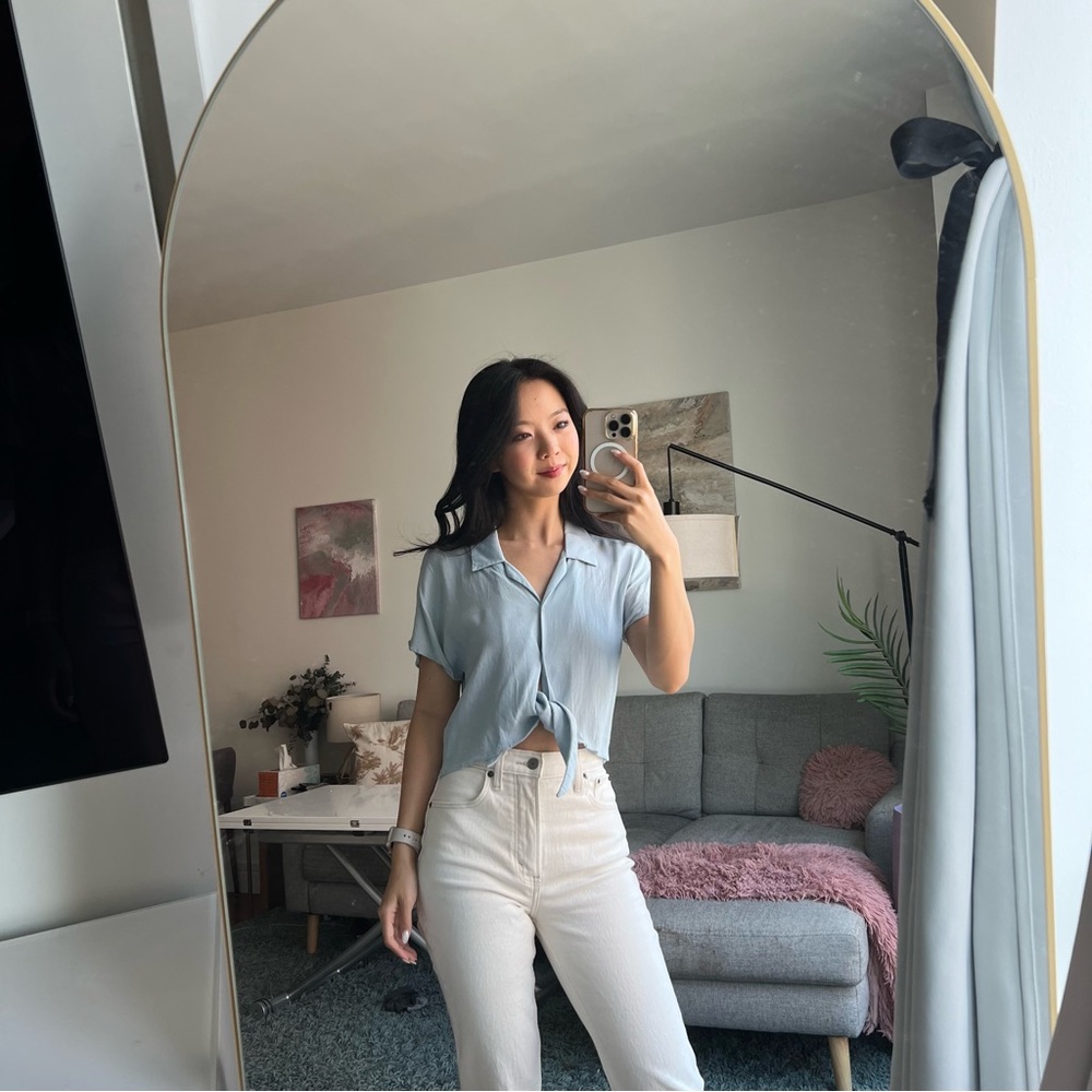 Aritzia tie waist blouse